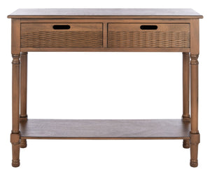 Safavieh Landers 2 Drawer Console Table With Farmhouse Charm And Elegant Carved Details For Stylish Storage Brown CNS5710C