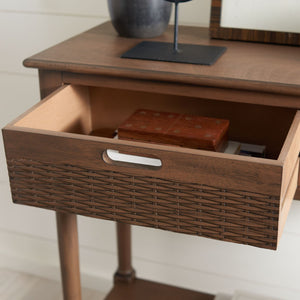 Safavieh Landers 2 Drawer Console Table With Farmhouse Charm And Elegant Carved Details For Stylish Storage Brown CNS5710C