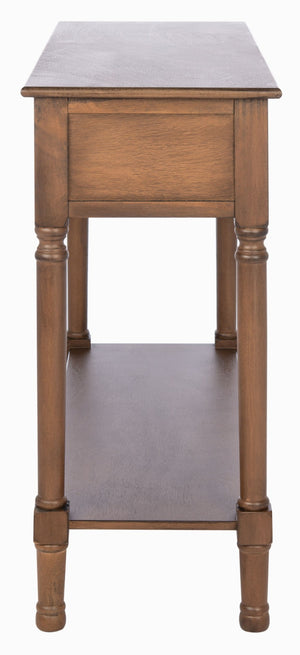 Safavieh Landers 2 Drawer Console Table With Farmhouse Charm And Elegant Carved Details For Stylish Storage Brown CNS5710C