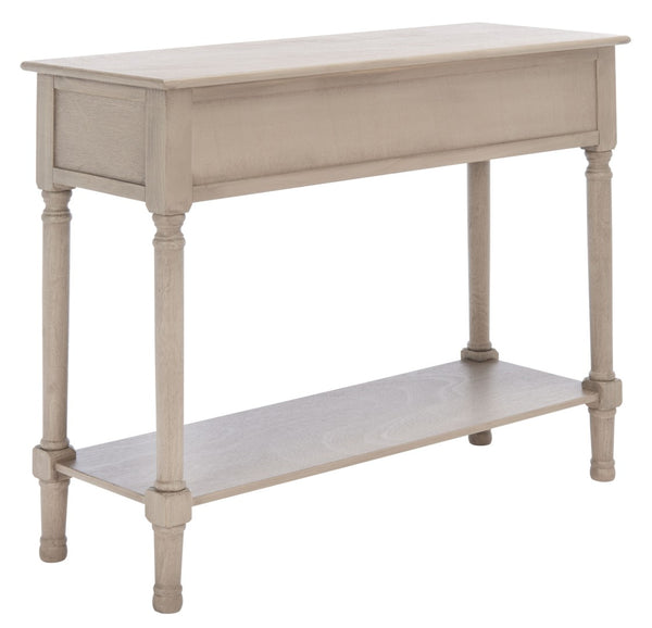 Safavieh Landers 2 Drawer Console Table With Farmhouse Charm And Elegant Carved Details For Stylish Storage Greige CNS5710D