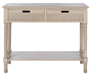 Safavieh Landers 2 Drawer Console Table With Farmhouse Charm And Elegant Carved Details For Stylish Storage Greige CNS5710D