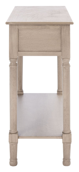 Safavieh Landers 2 Drawer Console Table With Farmhouse Charm And Elegant Carved Details For Stylish Storage Greige CNS5710D