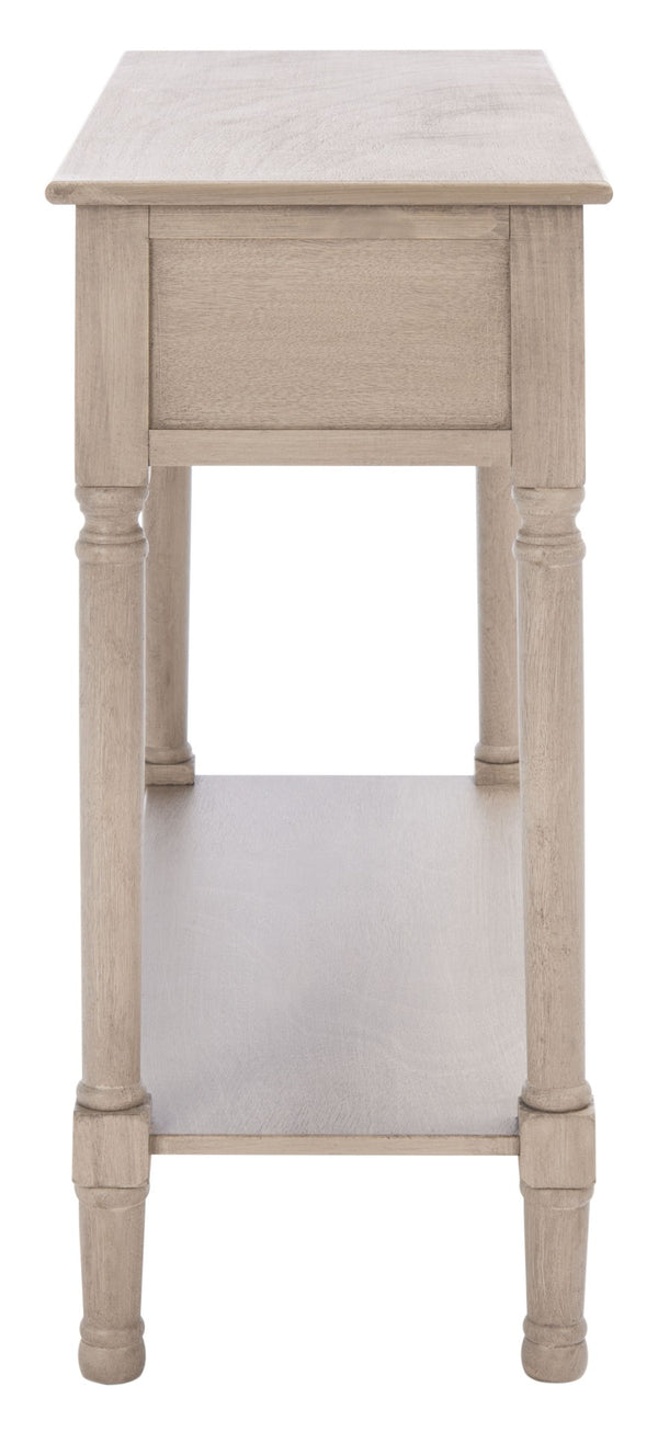 Safavieh Landers 2 Drawer Console Table With Farmhouse Charm And Elegant Carved Details For Stylish Storage Greige CNS5710D