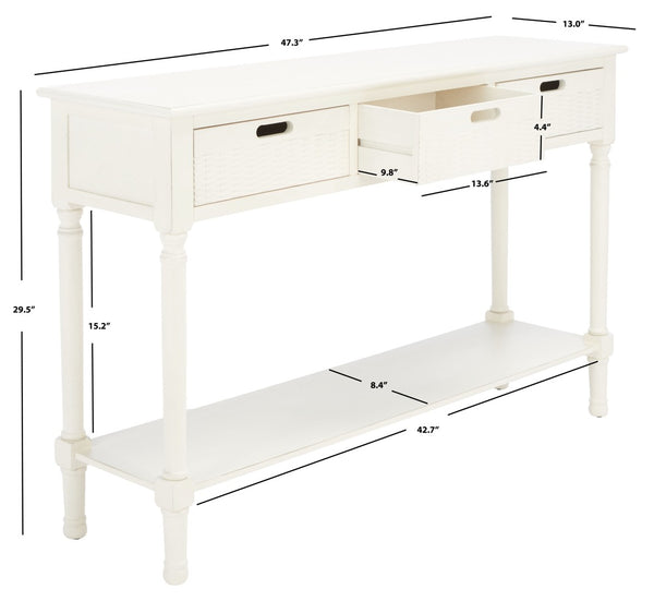 Safavieh Landers 3 Drawer Console Table - Classic Farmhouse Style With Turned Legs & Practical Storage Solutions Distressed White CNS5711A