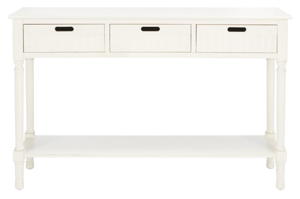 Safavieh Landers 3 Drawer Console Table - Classic Farmhouse Style With Turned Legs & Practical Storage Solutions Distressed White CNS5711A