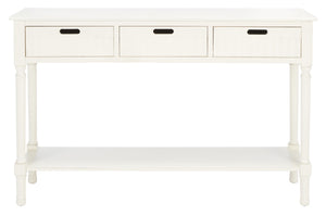 Safavieh Landers 3 Drawer Console Table - Classic Farmhouse Style With Turned Legs & Practical Storage Solutions Distressed White CNS5711A