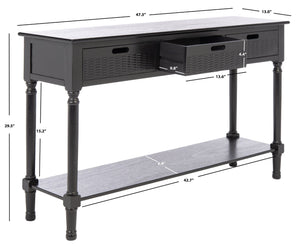 Safavieh Landers 3 Drawer Console Table - Classic Farmhouse Style With Turned Legs & Practical Storage Solutions Black CNS5711B