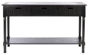 Safavieh Landers 3 Drawer Console Table - Classic Farmhouse Style With Turned Legs & Practical Storage Solutions Black CNS5711B