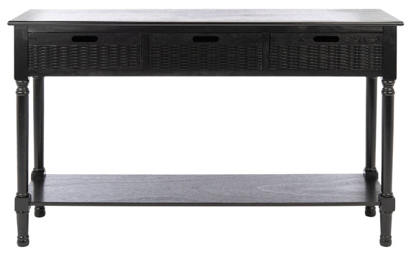 Safavieh Landers 3 Drawer Console Table - Classic Farmhouse Style With Turned Legs & Practical Storage Solutions Black CNS5711B