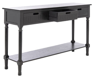 Safavieh Landers 3 Drawer Console Table - Classic Farmhouse Style With Turned Legs & Practical Storage Solutions Black CNS5711B