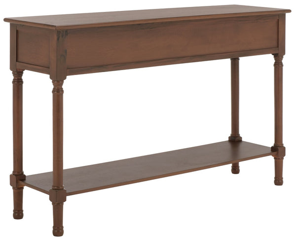 Safavieh Landers 3 Drawer Console Table - Classic Farmhouse Style With Turned Legs & Practical Storage Solutions Brown CNS5711C