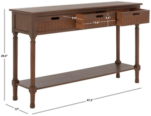 Safavieh Landers 3 Drawer Console Table - Classic Farmhouse Style With Turned Legs & Practical Storage Solutions Brown CNS5711C