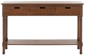 Safavieh Landers 3 Drawer Console Table - Classic Farmhouse Style With Turned Legs & Practical Storage Solutions Brown CNS5711C