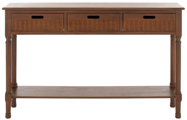 Safavieh Landers 3 Drawer Console Table - Classic Farmhouse Style With Turned Legs & Practical Storage Solutions Brown CNS5711C