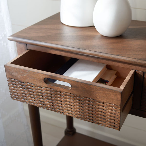 Safavieh Landers 3 Drawer Console Table - Classic Farmhouse Style With Turned Legs & Practical Storage Solutions Brown CNS5711C