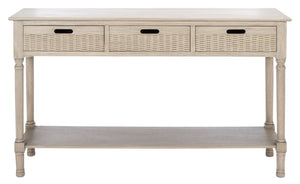Safavieh Landers 3 Drawer Console Table - Classic Farmhouse Style With Turned Legs & Practical Storage Solutions Greige CNS5711D
