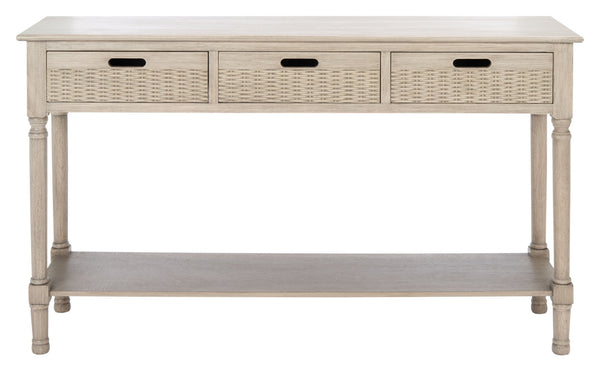Safavieh Landers 3 Drawer Console Table - Classic Farmhouse Style With Turned Legs & Practical Storage Solutions Greige CNS5711D
