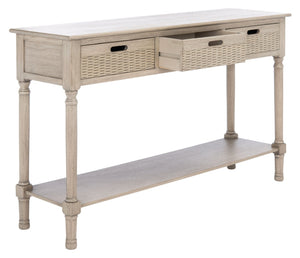 Safavieh Landers 3 Drawer Console Table - Classic Farmhouse Style With Turned Legs & Practical Storage Solutions Greige CNS5711D