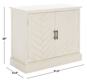 Safavieh Peyton Sideboard With Herringbone Design - Modern Storage Solution For Living Room And Entryway Distressed White CNS5712A