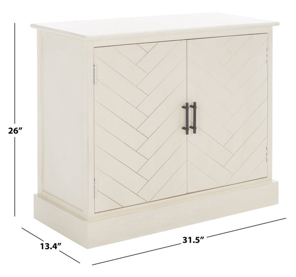Safavieh Peyton Sideboard With Herringbone Design - Modern Storage Solution For Living Room And Entryway Distressed White CNS5712A