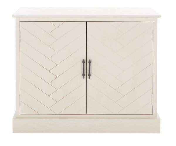 Safavieh Peyton Sideboard With Herringbone Design - Modern Storage Solution For Living Room And Entryway Distressed White CNS5712A