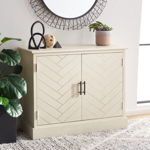 Safavieh Peyton Sideboard With Herringbone Design - Modern Storage Solution For Living Room And Entryway Distressed White CNS5712A