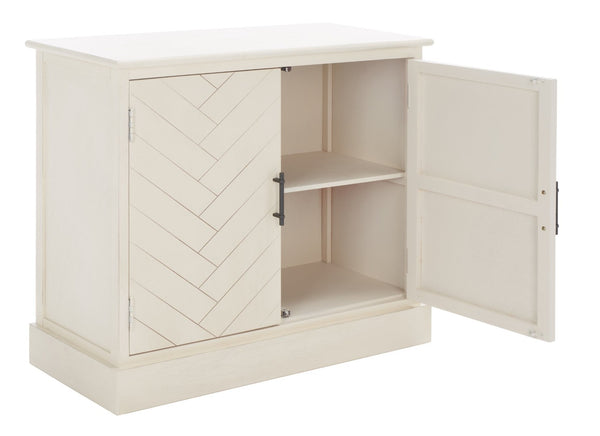 Safavieh Peyton Sideboard With Herringbone Design - Modern Storage Solution For Living Room And Entryway Distressed White CNS5712A