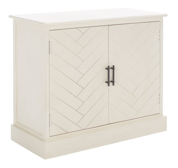 Safavieh Peyton Sideboard With Herringbone Design - Modern Storage Solution For Living Room And Entryway Distressed White CNS5712A