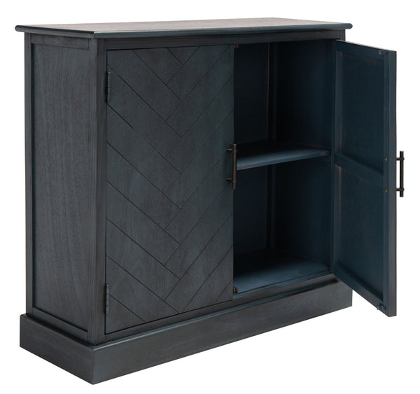 Safavieh Peyton Sideboard With Herringbone Design - Modern Storage Solution For Living Room And Entryway Antique Navy CNS5712E