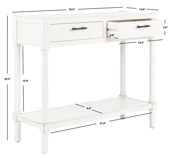 Safavieh Filbert 2 Drawer Console Table – Timeless Charm Meets Modern Minimalism For Entryway & Living Spaces Distressed White CNS5716A