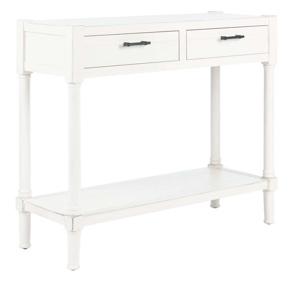 Safavieh Filbert 2 Drawer Console Table – Timeless Charm Meets Modern Minimalism For Entryway & Living Spaces Distressed White CNS5716A