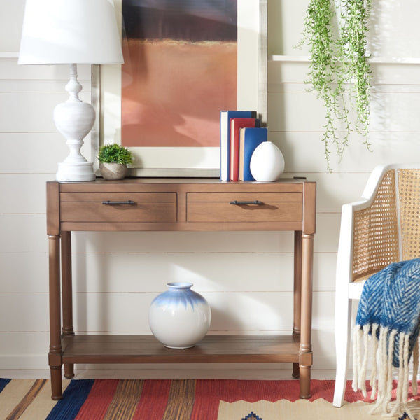 Safavieh Filbert 2 Drawer Console Table – Timeless Charm Meets Modern Minimalism For Entryway & Living Spaces Brown CNS5716C