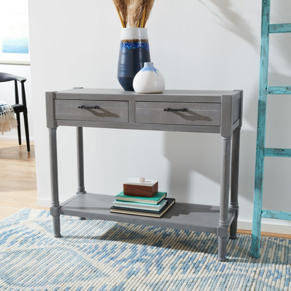 Safavieh Filbert 2 Drawer Console Table – Timeless Charm Meets Modern Minimalism For Entryway & Living Spaces White Washed Grey CNS5716D