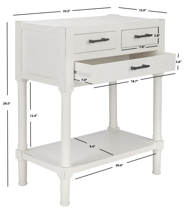 Safavieh Filbert 3 Drawer Console Table - Modern Minimalist Design With Timeless Elegance For Any Space Distressed White CNS5717A
