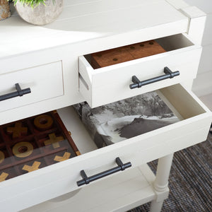 Safavieh Filbert 3 Drawer Console Table - Modern Minimalist Design With Timeless Elegance For Any Space Distressed White CNS5717A