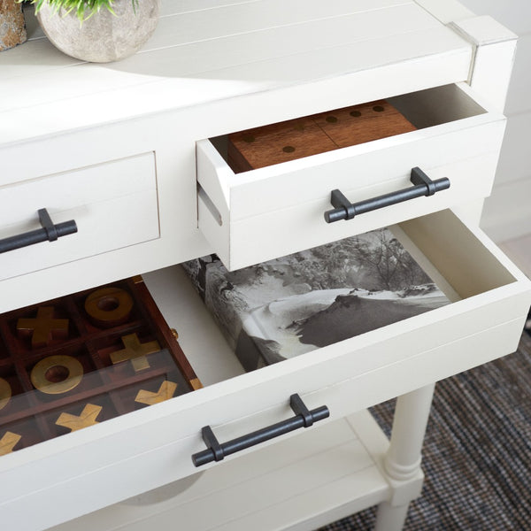 Safavieh Filbert 3 Drawer Console Table - Modern Minimalist Design With Timeless Elegance For Any Space Distressed White CNS5717A