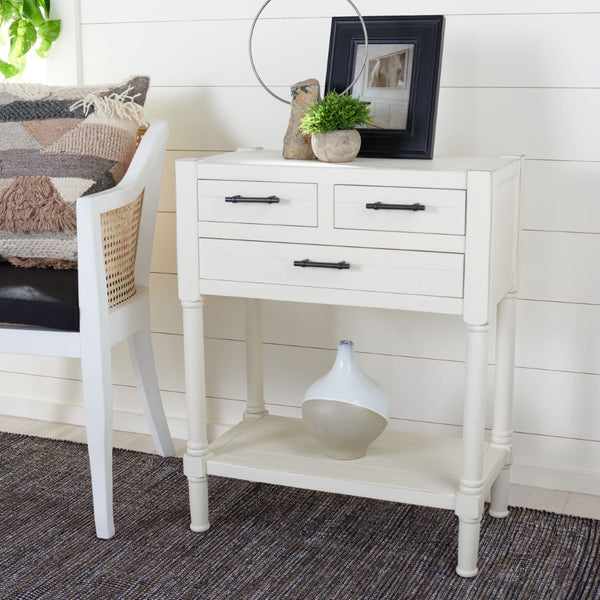Safavieh Filbert 3 Drawer Console Table - Modern Minimalist Design With Timeless Elegance For Any Space Distressed White CNS5717A