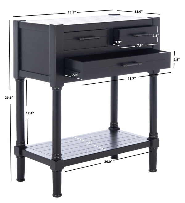 Safavieh Filbert 3 Drawer Console Table - Modern Minimalist Design With Timeless Elegance For Any Space Black CNS5717B