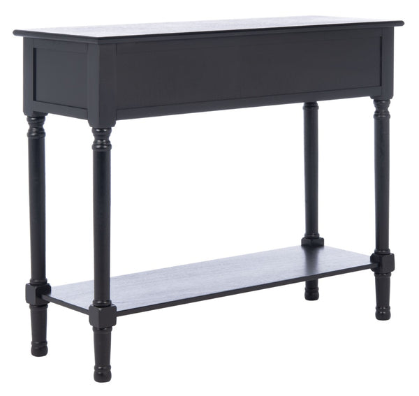 Safavieh Halton Elegant Console Table With Timeless Turned Legs And Two Textured Drawers For Stylish Storage Black CNS5718B