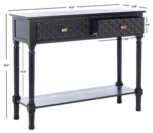 Safavieh Halton Elegant Console Table With Timeless Turned Legs And Two Textured Drawers For Stylish Storage Black CNS5718B