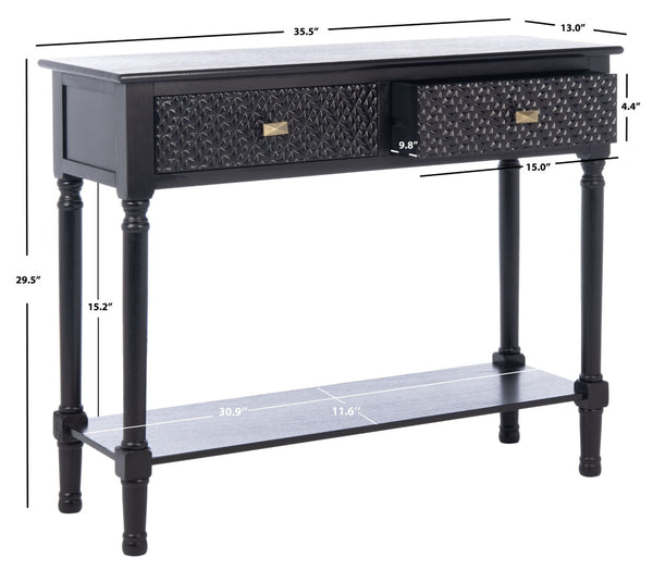 Safavieh Halton Elegant Console Table With Timeless Turned Legs And Two Textured Drawers For Stylish Storage Black CNS5718B