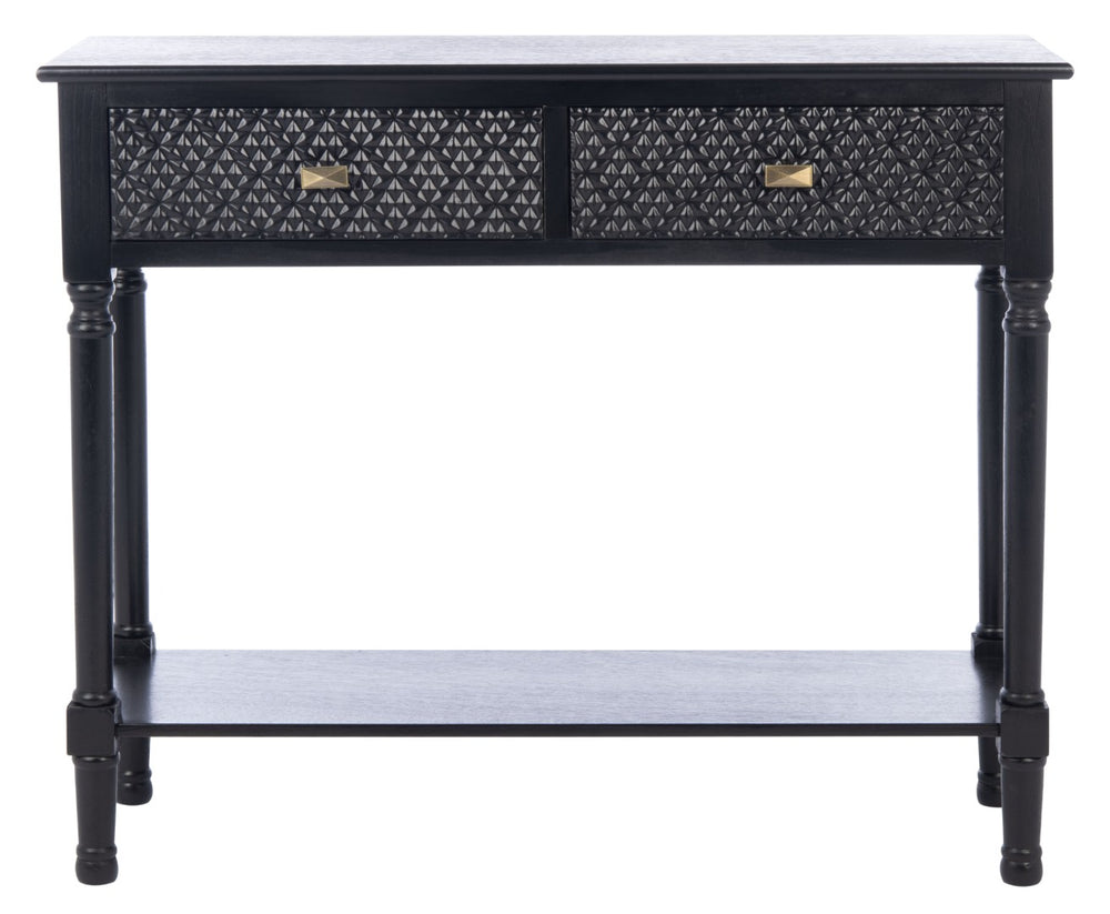 Safavieh Halton Elegant Console Table With Timeless Turned Legs And Two Textured Drawers For Stylish Storage Black CNS5718B