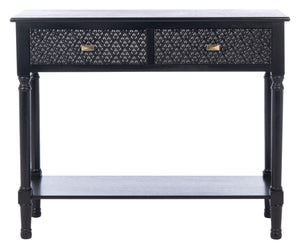 Safavieh Halton Elegant Console Table With Timeless Turned Legs And Two Textured Drawers For Stylish Storage Black CNS5718B