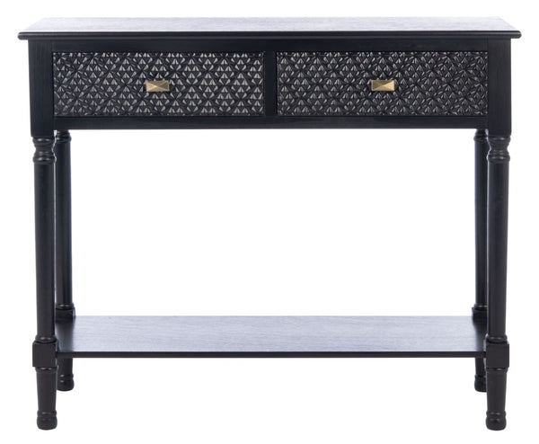 Safavieh Halton Elegant Console Table With Timeless Turned Legs And Two Textured Drawers For Stylish Storage Black CNS5718B
