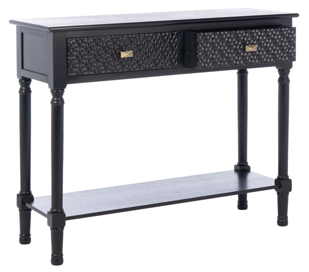 Safavieh Halton Elegant Console Table With Timeless Turned Legs And Two Textured Drawers For Stylish Storage Black CNS5718B