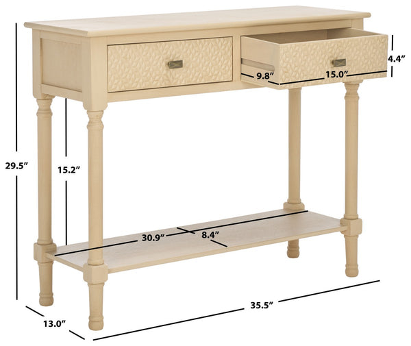 Safavieh Halton 2Drw Console Table Natural 35.5" x 13" x 29.5"