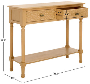 Safavieh Halton 2Drw Console Table Camel 35.5" x 13" x 29.5"