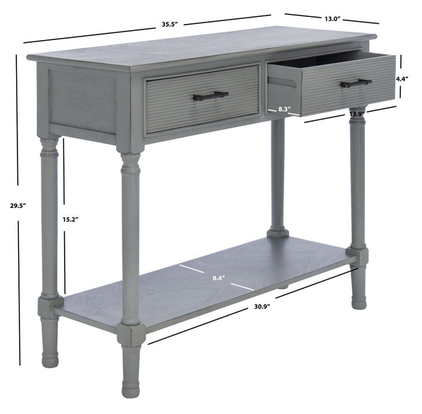 Safavieh Ryder Versatile Console Table With Striated Drawer Fronts For Stylish Storage In Any Space Distressed Grey CNS5719C