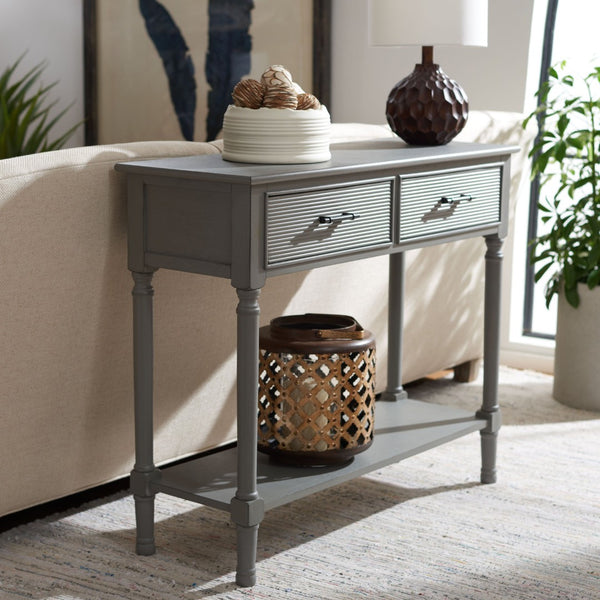 Safavieh Ryder Versatile Console Table With Striated Drawer Fronts For Stylish Storage In Any Space Distressed Grey CNS5719C