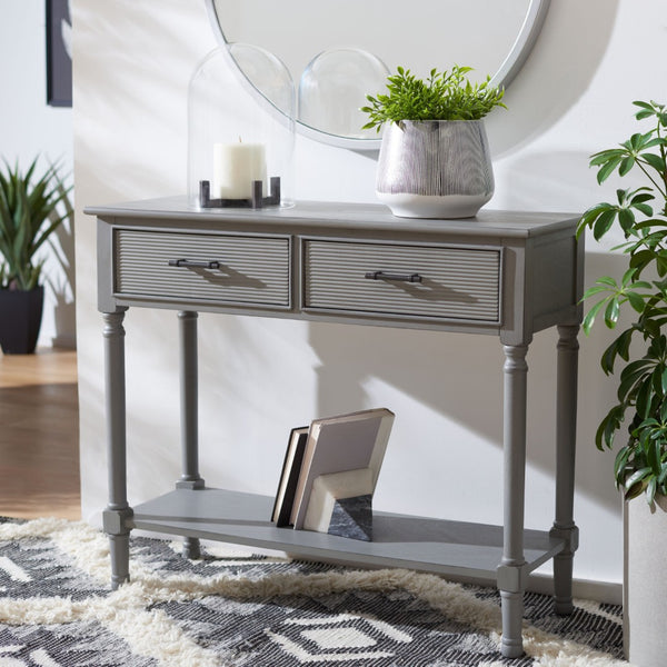 Safavieh Ryder Versatile Console Table With Striated Drawer Fronts For Stylish Storage In Any Space Distressed Grey CNS5719C